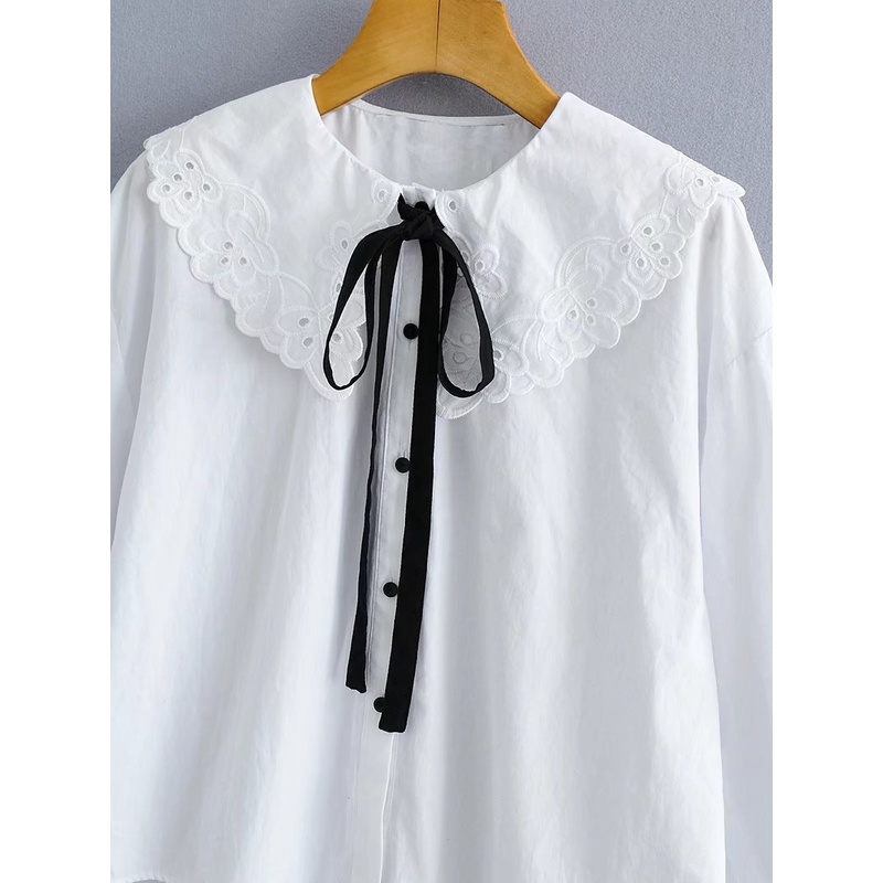 Áo sơ mi tiểu thư thắt nơ nâu, Áo nữ vải đũi