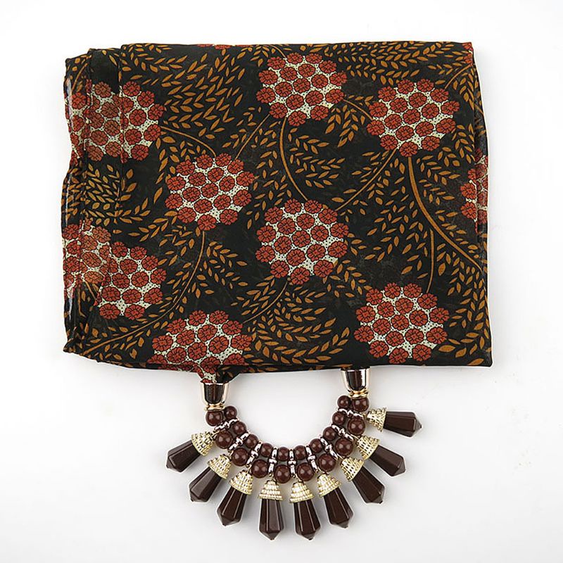 Khăn Choàng 180x48cm Họa Tiết Hoa Đính Hạt Tua Rua Phong Cách Dân Tộc Cho Nữ