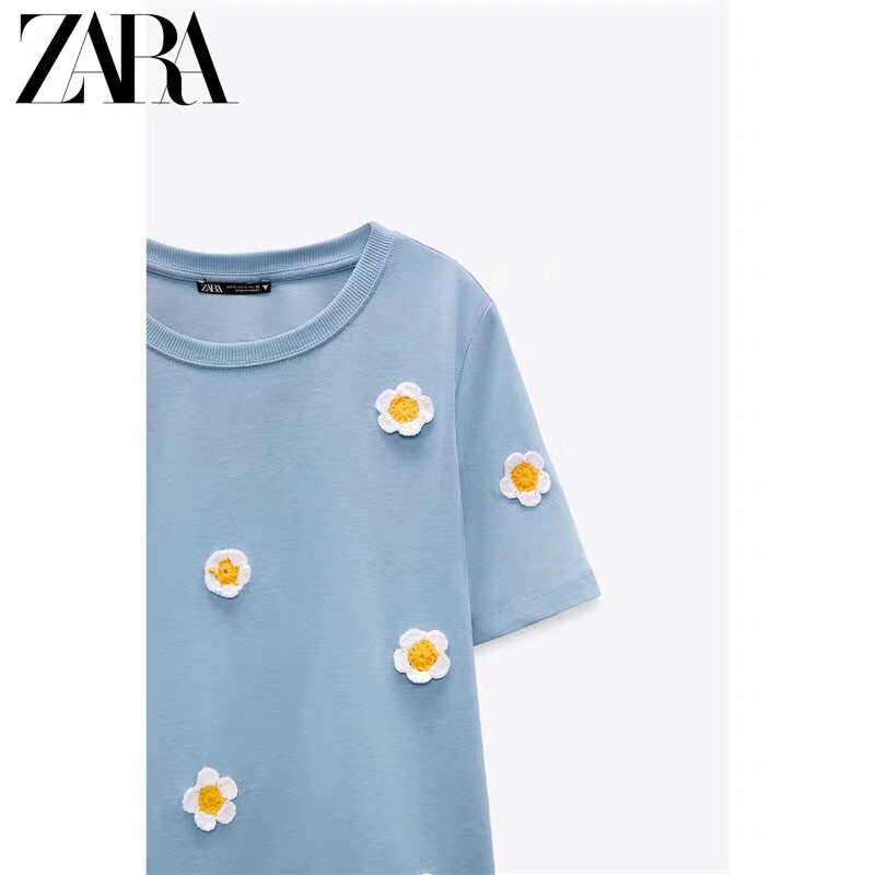 ÁO THUN ZARA IN HÌNH HOA HÀNG XUẤT