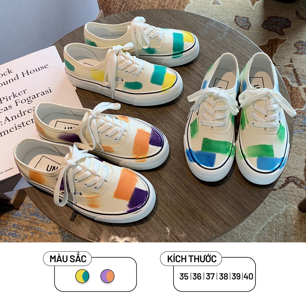 Giày Thể Thao Nữ Ulzzang Vintage, Giày Vải Canvas Graffiti Họa Tiết Vẽ Tay Basic Hàn Quốc, Street Style - Iclassy_Shoes