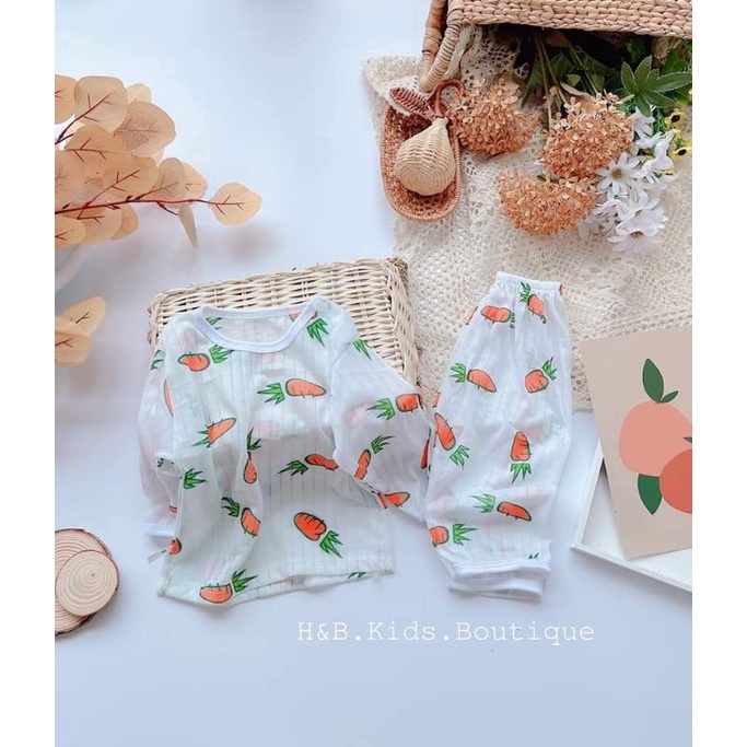 Bộ cotton giấy dài tay cho bé (6-14kg)