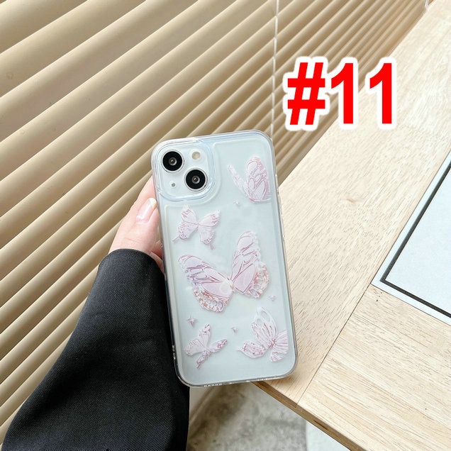 Casing For IPhone 13 Pro Max 12 11 ProMax X Xs Xr 7 8 SE 2020 Plus 7+ 8+ Xsmax 13Promax 12Promax 11Promax Cute Butterfly Star Moon Clear Fine Hole Shockproof Soft Phone Case Cover JSCK 11