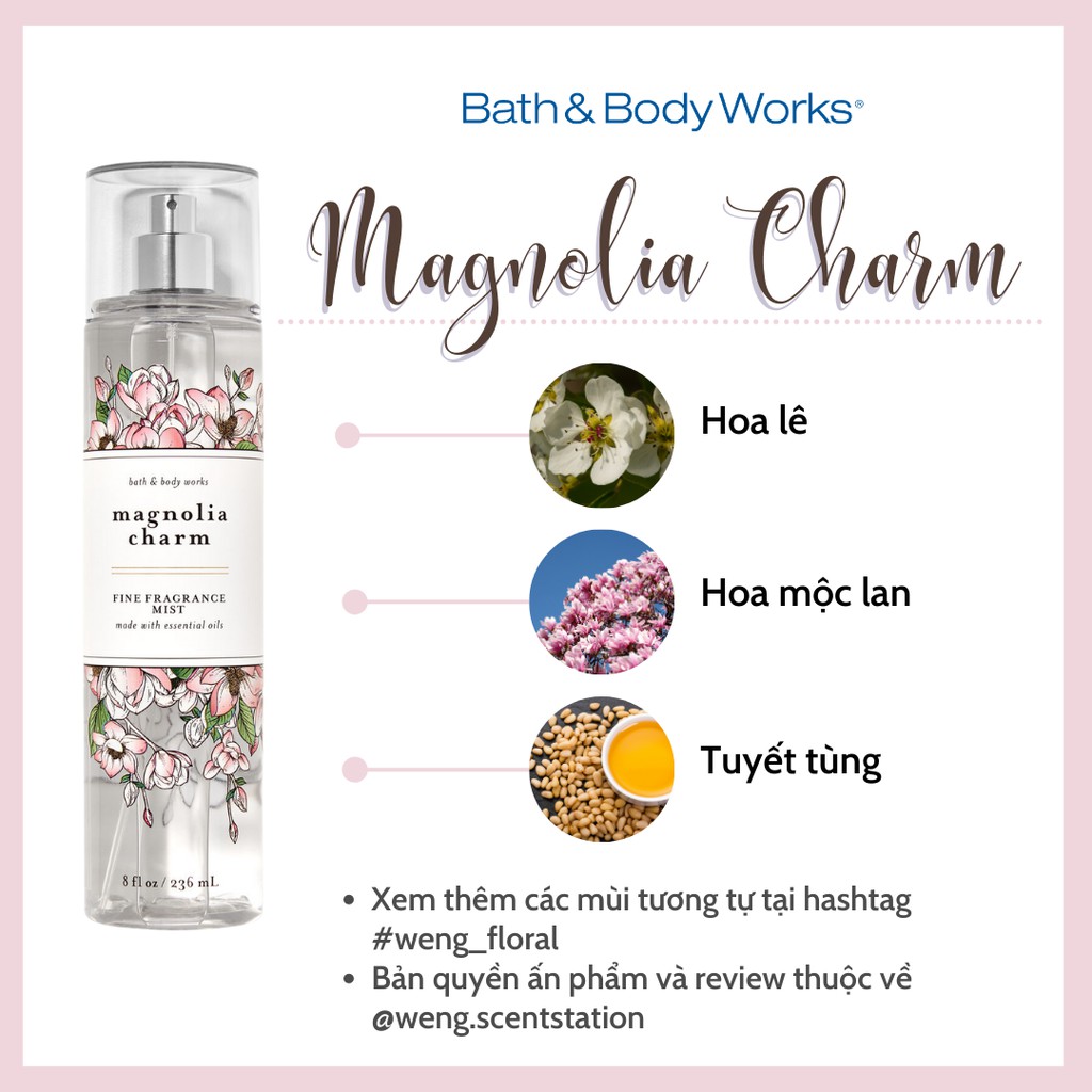 Xịt thơm toàn thân Bodymist Bath & Body Works mùi Magnolia Charm | Shopee  Việt Nam
