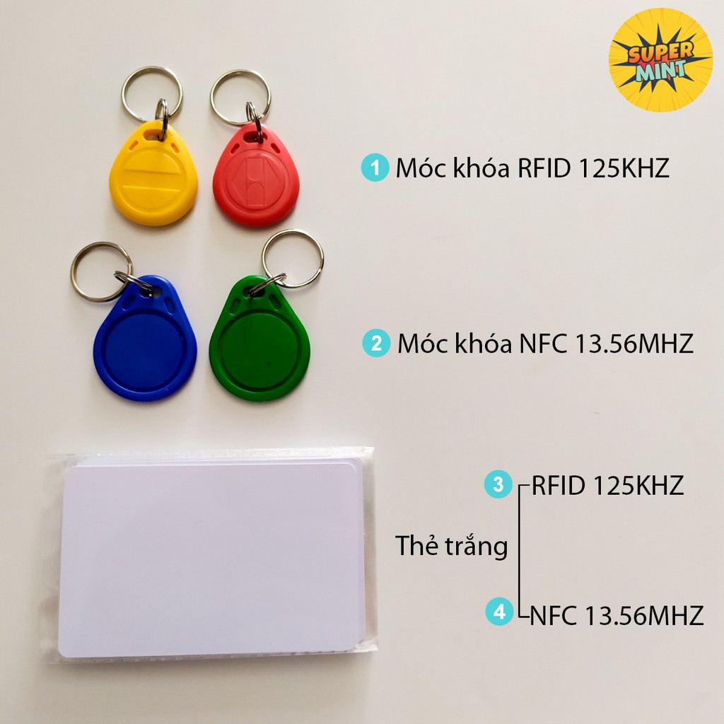 (siêu rẻ) Combo 10 Thẻ từ RFID 125kHz, NFC 13.56mhz (ghi chép được - Writeable)