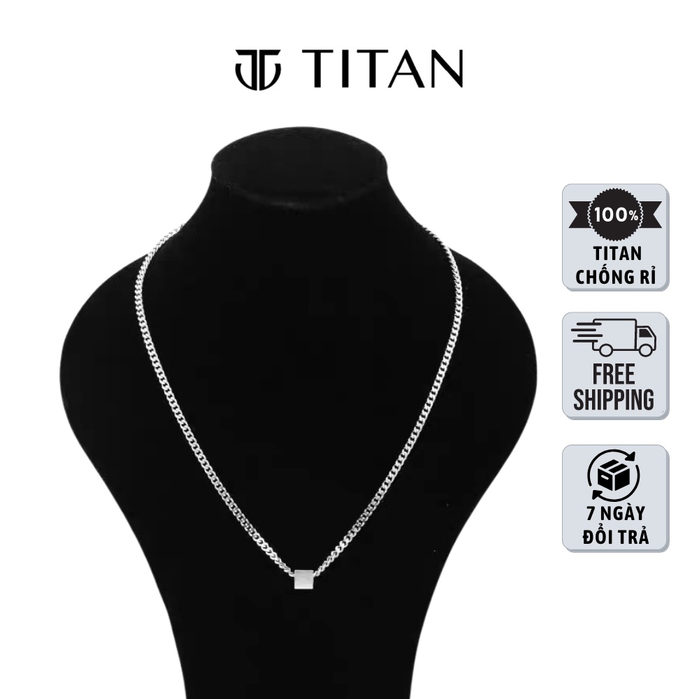 Dây chuyền nam nữ xích mặt hình vuông Khắc Laser, vòng cổ nam square chain màu bạc 925 unisex basic thép không gỉ Titan