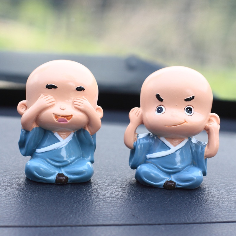 Tượng chú tiểu tứ không MẪU MỚI KÈM ĐẾ KEO trang trí bàn làm việc, nhà cửa, ô tô 💕FREESHIP 50k💕 - Những Điều Bình An