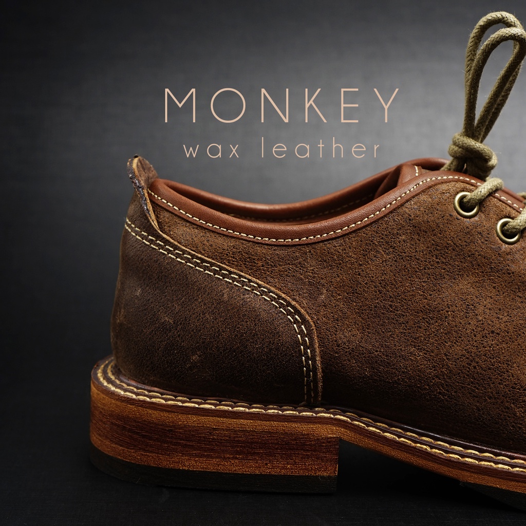 Giày nam da sáp màu nâu Monkey redwing, giày da thật cổ thấp TONKIN