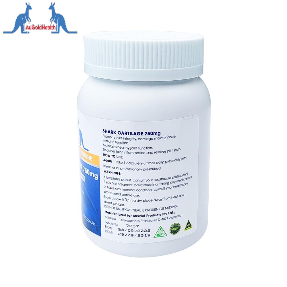 Viên Uống Xương Khớp Sụn Cá Mập Augoldhealth Shark Cartilage 750mg Của Úc _ Jena hàng ngoại