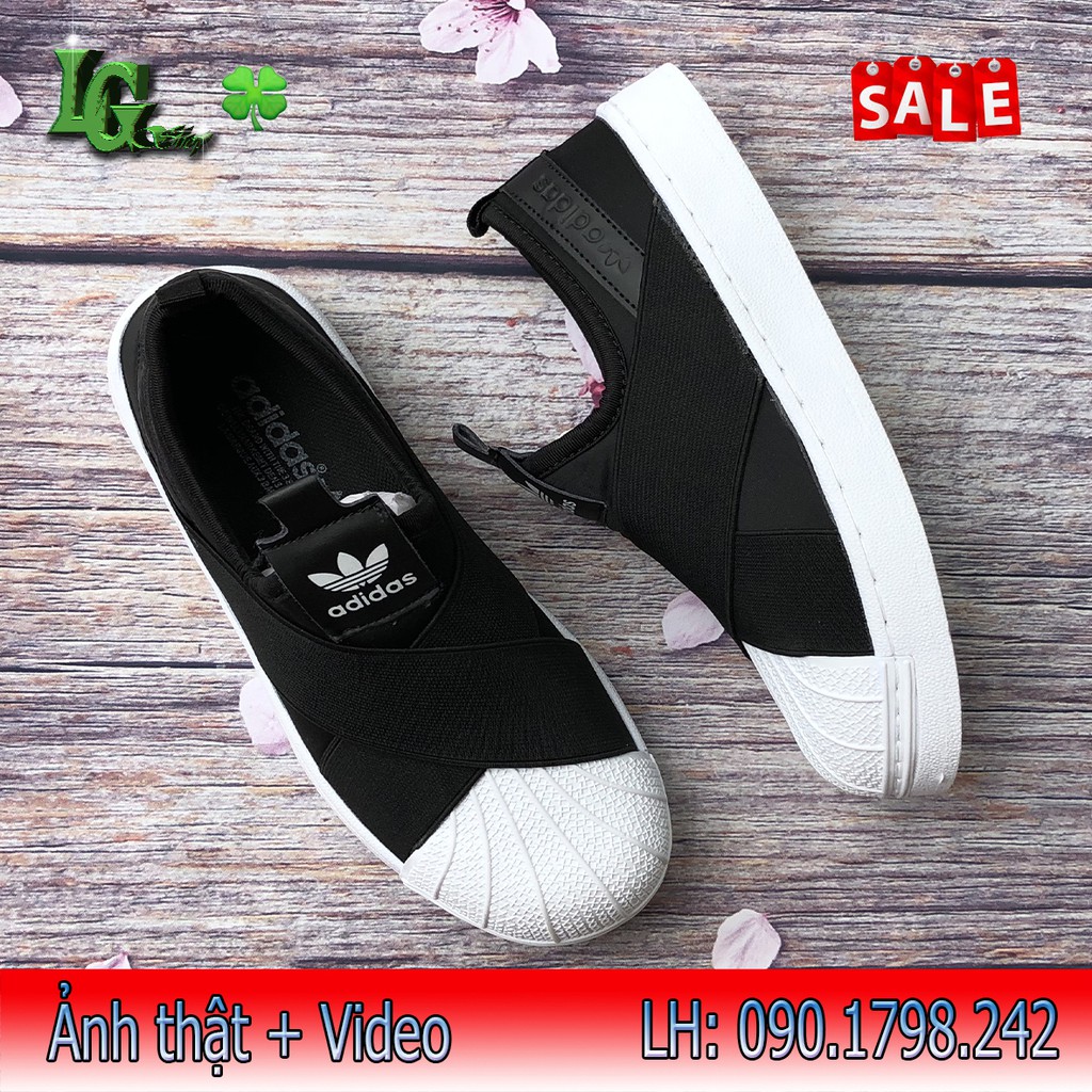 [VIDEO + ẢNH THẬT] Giày Adidas Sò Chun Slip On Đen Trắng