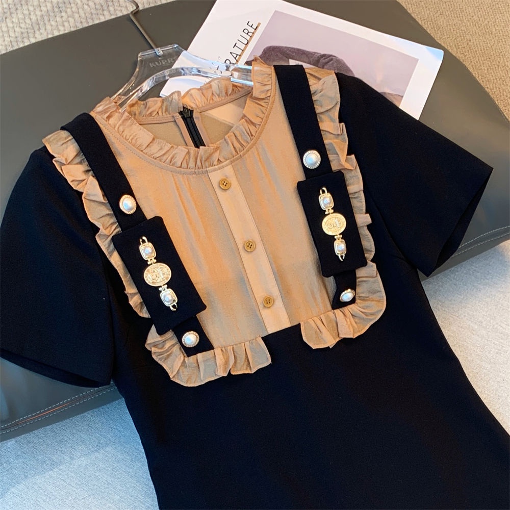 French dress women's summer 2022 new high-end sense of minority design fashionable slim temperament retro skirt