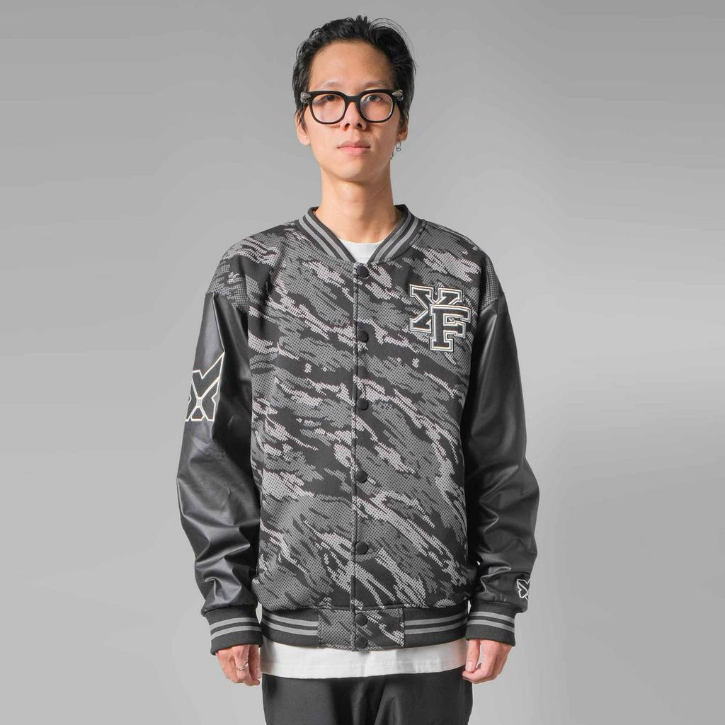Áo Khoác Bóng Chày Boomber Varsity 2 lớp màu rằn ri camo xám đen Xfire Vietnam