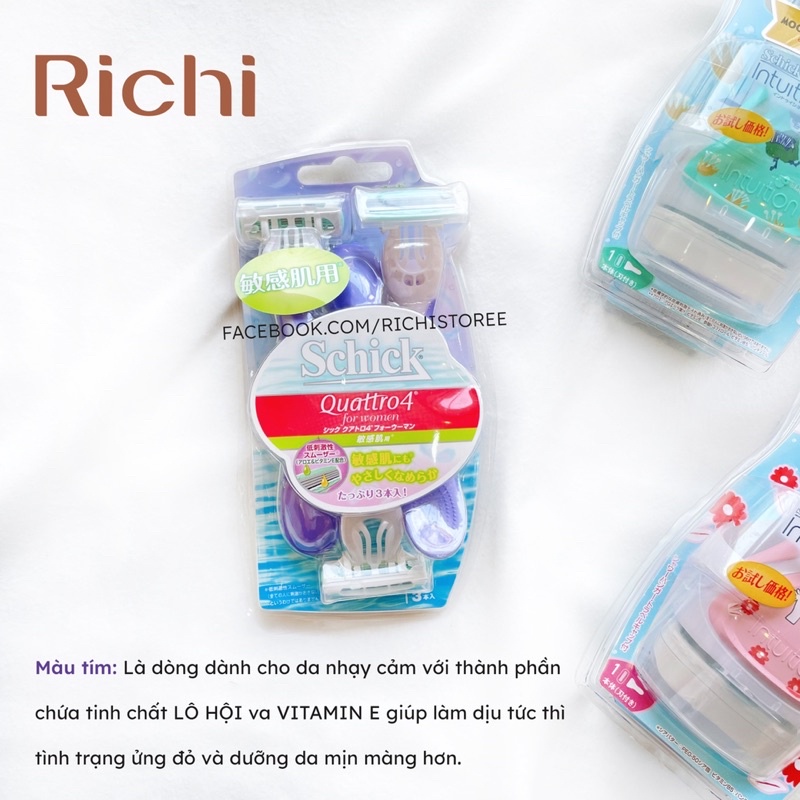 Set 3 dao cạo Schick Quattro4 Nhật Bản cho nữ