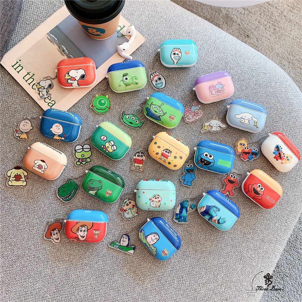 Airpods case Toy Story Korea Lovers KeyChain Cartoon Pendant soft casing for Fashion Sesame Street pro / gen2 Drop-proof Hanging Buckles For Apple Bluetooth Headset Protective
