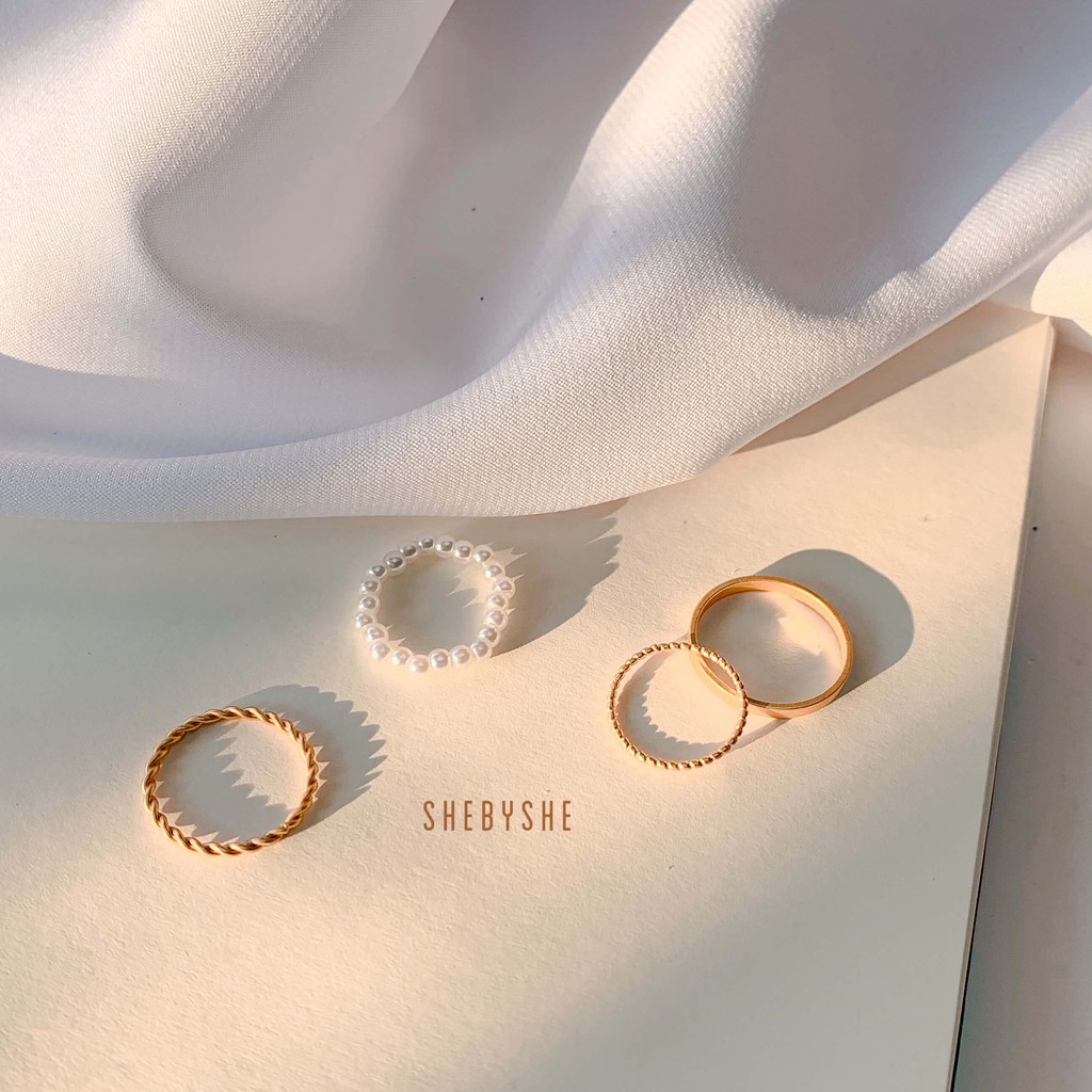 Set nhẫn nữ phong cách Hàn Quốc độc đáo, thời trang, cá tính  SHEBYSHE - N1