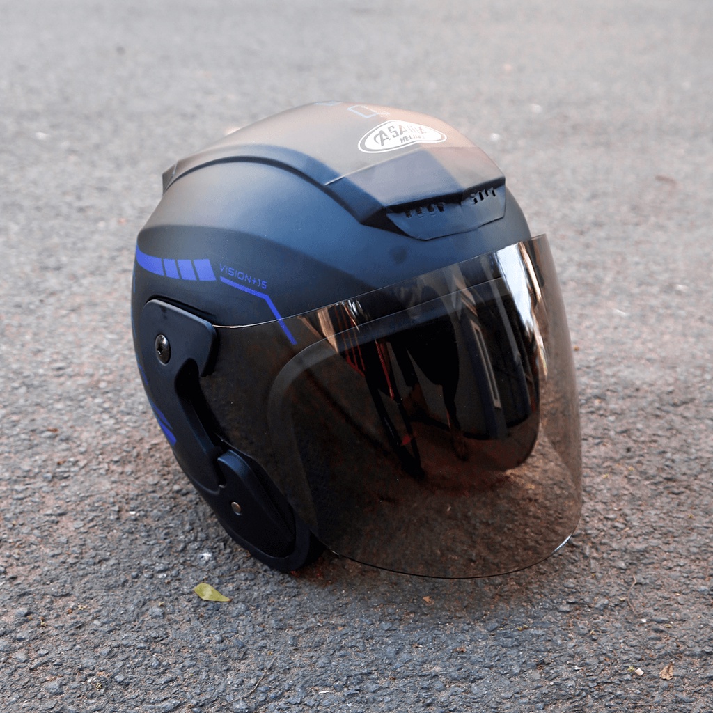 Mũ bảo hiểm 3 4 SRT đầu tem 46 phản quang, kính khói - ASAMA HELMET