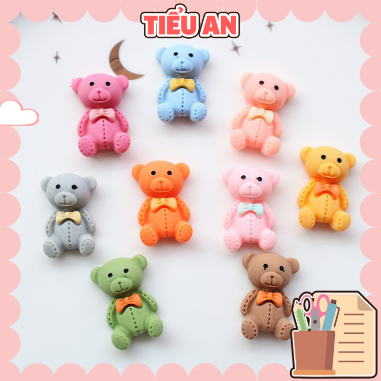 Charm (C416) slime/ Dụng Cụ Charm Trang Trí [Ko Keo &amp; Nút] Chú Gấu Teddy Nhiều Màu Sắc - Giá 1 Charm