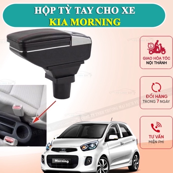 Hộp tỳ tay xe KIA MORNING cao cấp tích hợp 7 cổng sạc USB - Bảo hành 12 tháng
