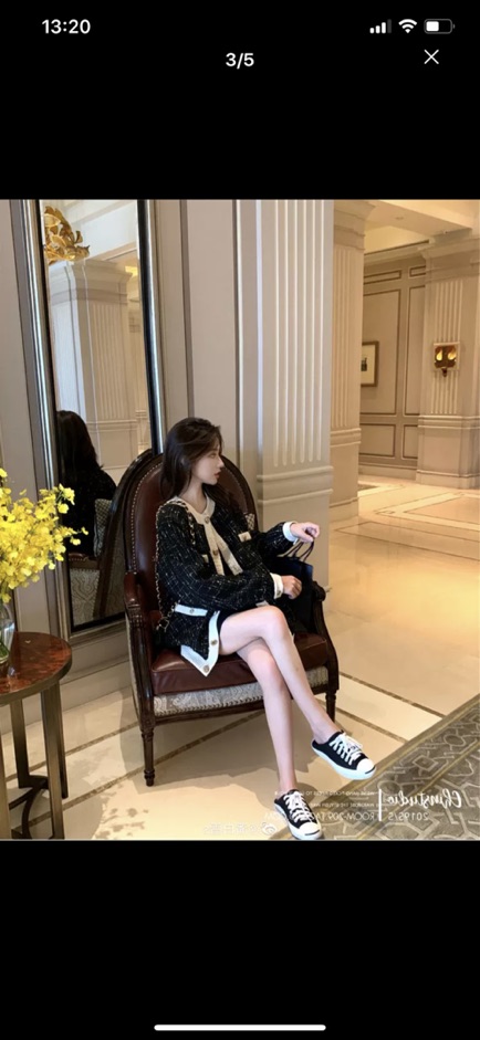 Cadigan dáng dạ tweed