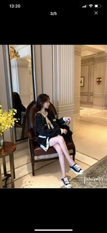 Cadigan dáng dạ tweed
