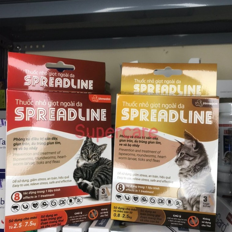 Spreadline - Nhỏ Giọt Ngoài Da Ve, Bọ Nhảy, Giun Tròn, Sán Dây,..trên Mèo