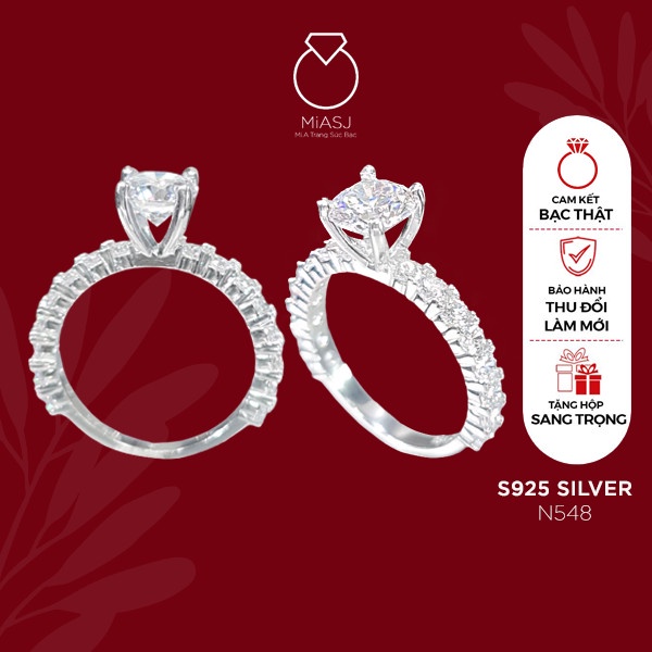 Nhẫn nữ bạc Ý S925 MiASJ nạm đá Cz cao cấp N548