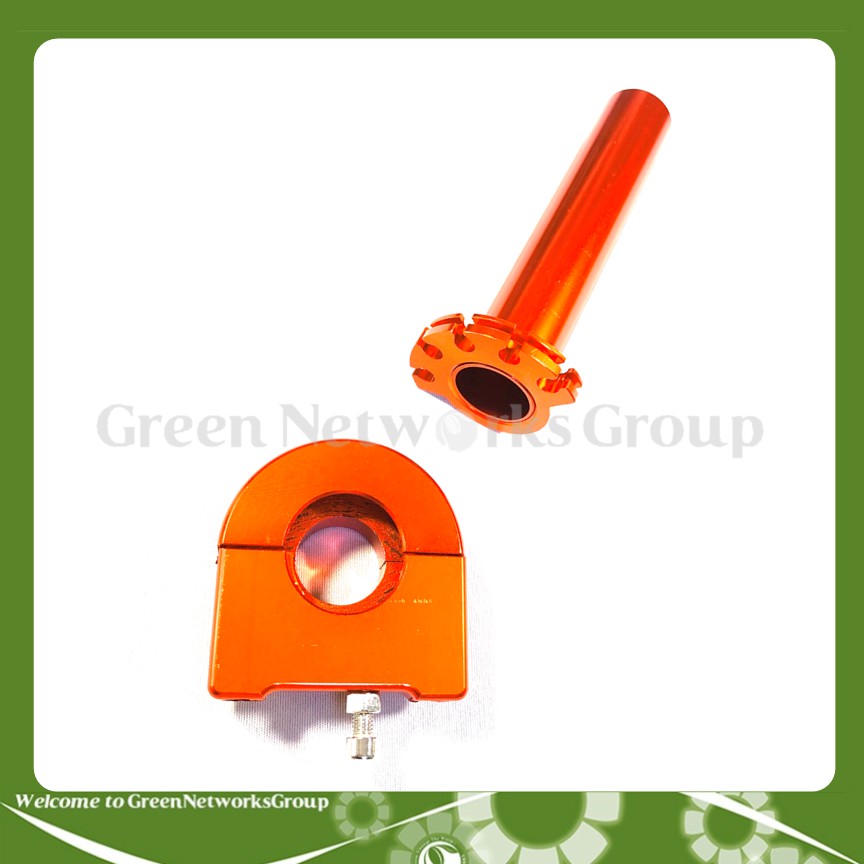 Cùm Ga Tăng Tốc Nhôm CNC Nguyên Khối Cho Mọi Loai Xe Máy Màu Cam Greennetworks