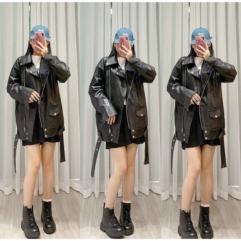 ÁO DA BIKER ULZZANG CÓ ĐAI (ảnh thật/sẵn/video) | BigBuy360 - bigbuy360.vn