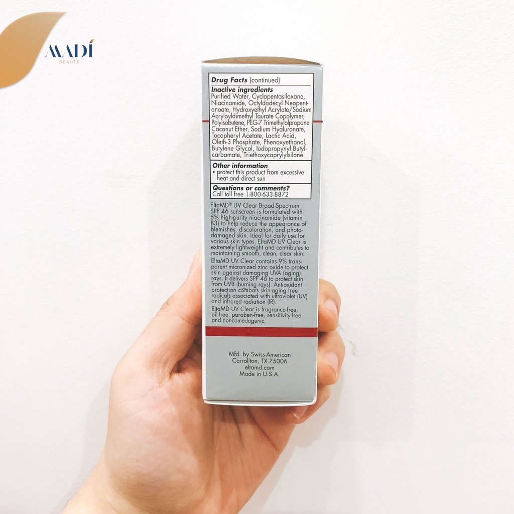 Kem Chống Nắng Elta MD, Elta MD SPF 46, Bản Không Màu