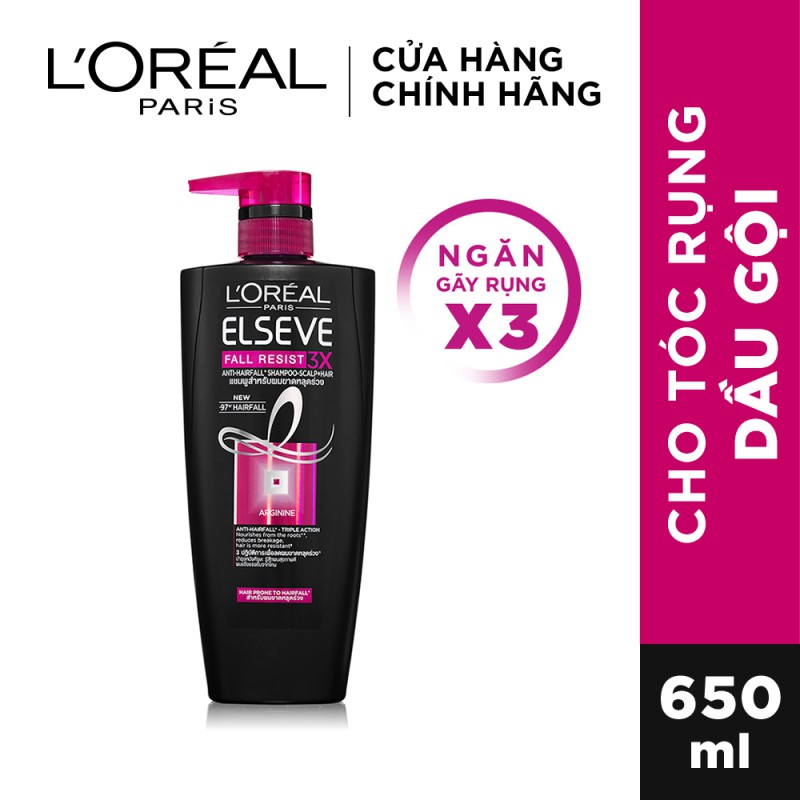 Dầu gội ngăn gãy rụng tóc L'Oreal Paris Elseve Fall Resist 3X Shampoo 170 - 330 - 650ml