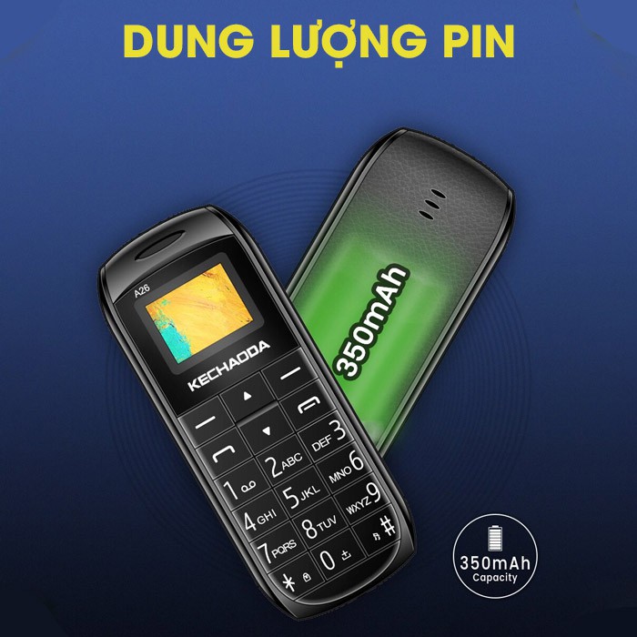 Điện thoại mini siêu nhỏ chính hãng kechaoda a26, gắn 2 sim