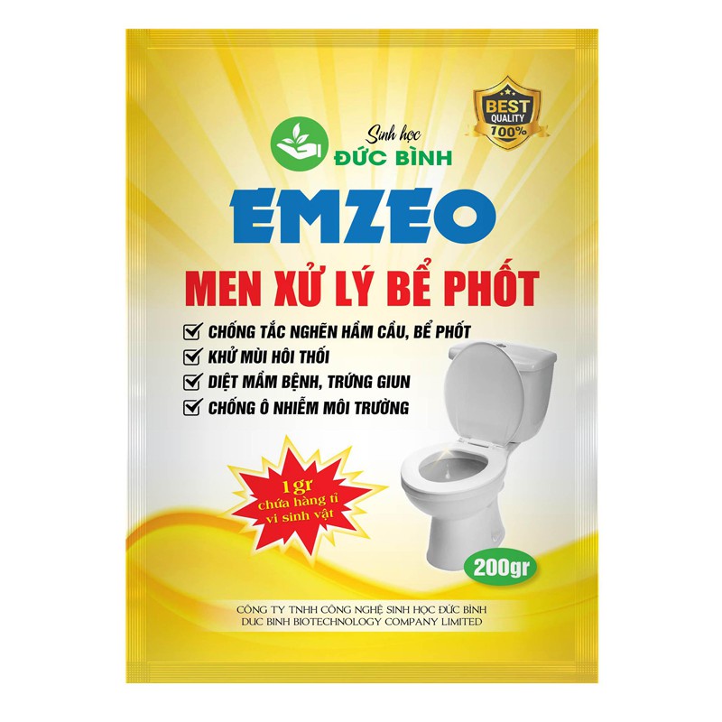 CHẾ PHẨM VI SINH MEN XỬ LÝ BỂ PHỐT EMZEO - KHỬ MÙI HÔI CHỐNG TẮC NGHẼN BỂ PHỐT, HẦM CẦU, NHÀ VỆ SINH