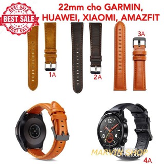 Dây đeo da bò cao cấp 22mm sẵn chốt cho đồng hồ Huawei Watch GT 2 2e