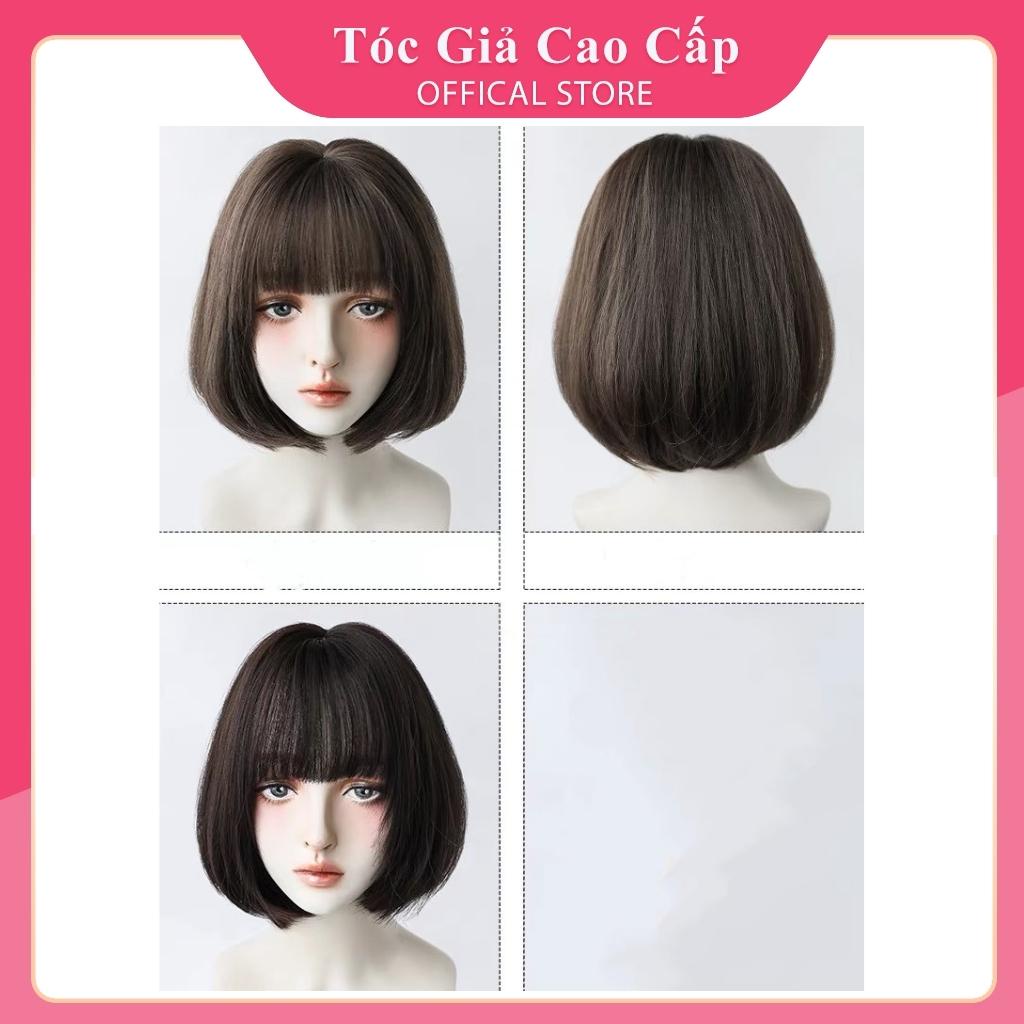 Tóc giả nguyên đầu ngắn cúp cổ, tặng kèm lưới trùm tóc, MÃ DLA228