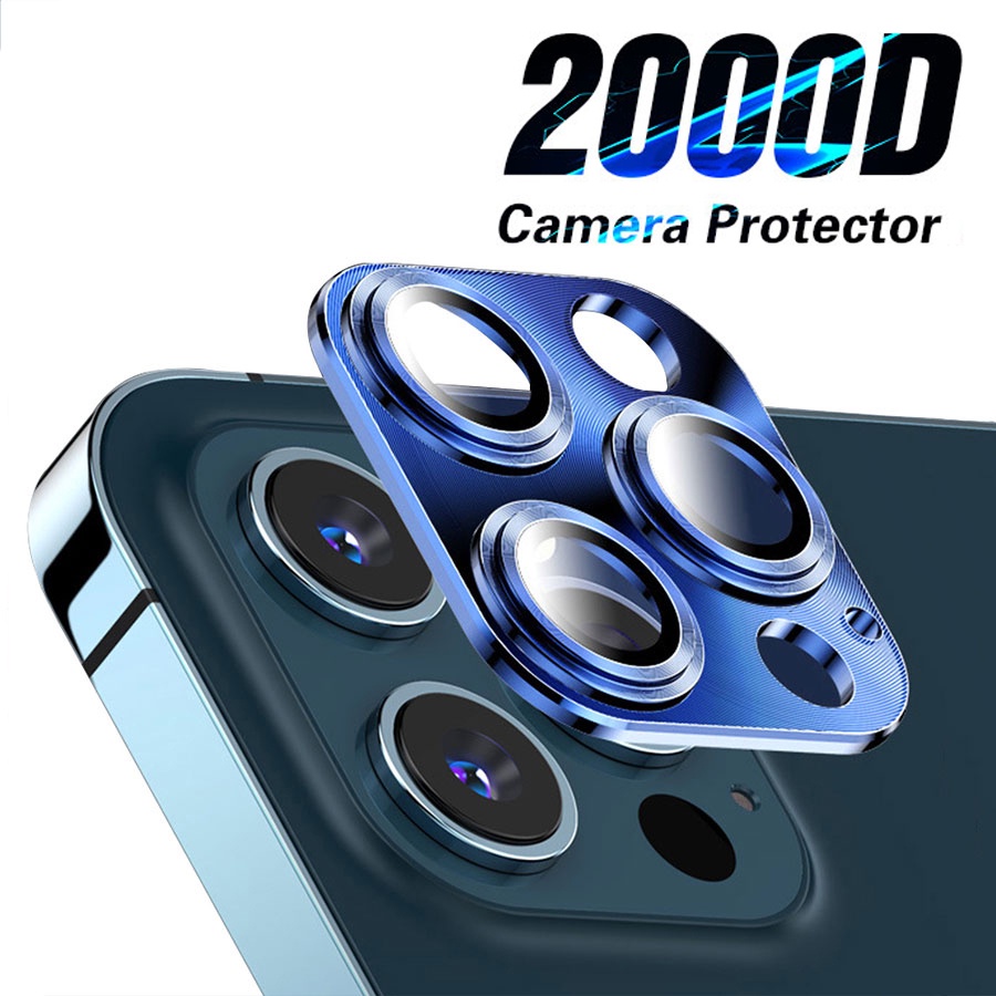 Miếng dán cường lực 9H khung kim loại cho camera Cho iPhone 13 Pro Max 13 Mini 11 Pro Max 11 12 Pro Max 12mini