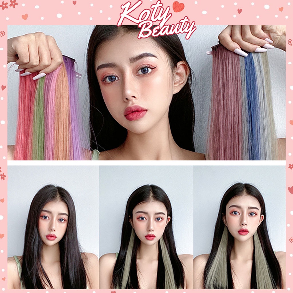 Tóc giả kẹp Highlight phong cách Hàn Quốc, tóc giả light nhiều màu cá tính cho nữ TG1
