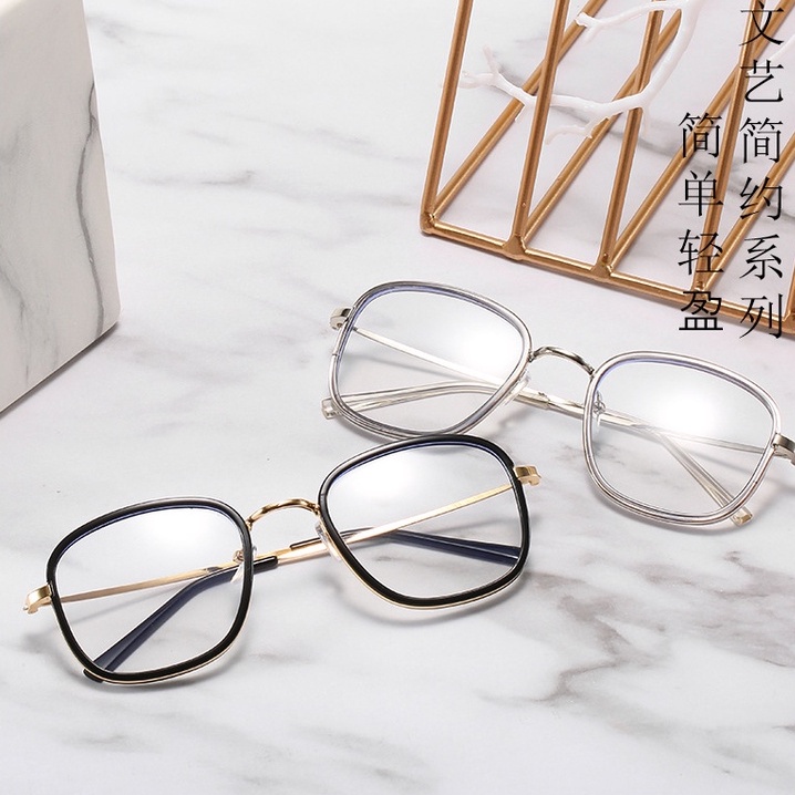 Kính Cận Gọng Kim Loại Nhẹ Chống Bức Xạ Phong Cách Hàn Quốc