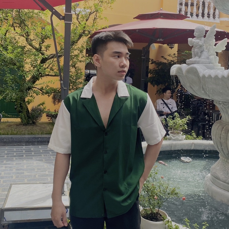 Áo Sơ Mi Nam Unisex Cổ Vest Phối Hai Màu Hot Trend Mr Smile 99 Shop