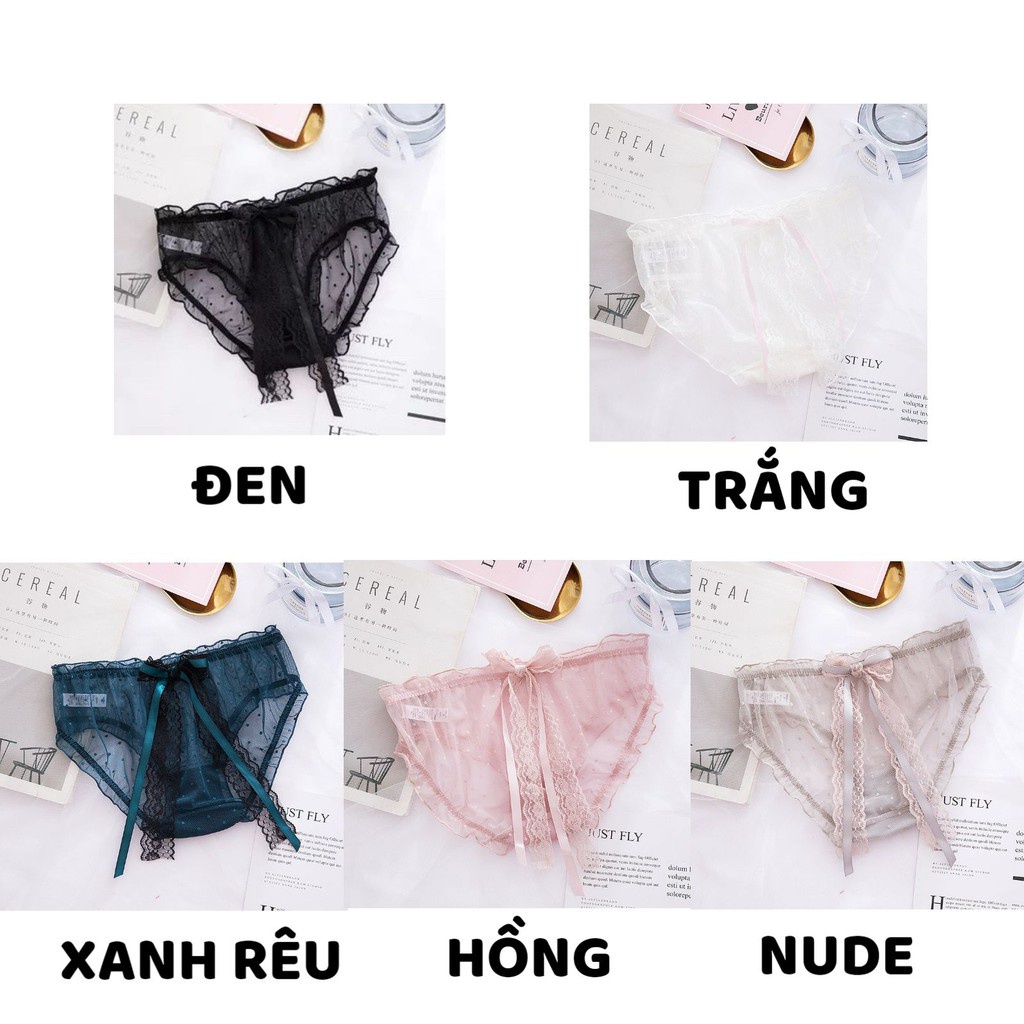 Quần Lót Nữ Ren Sexy Cao Cấp mềm mại chấm bi đính nơ điệu đà gợi cảm mẫu C883