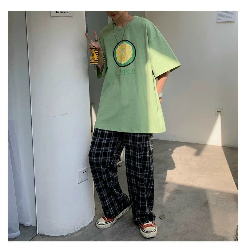 Áo thun tay lỡ form rộng unisex nam nữ mặc đều đẹp in hình miếng trái cây tươi tắn mùa hè t33   chanh NHƯ Ý