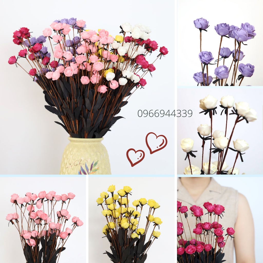 HOA HỒNG TỈ MUỘI MINI hoa giả trang trí Tết SInh Nhật Quà tặng Decor