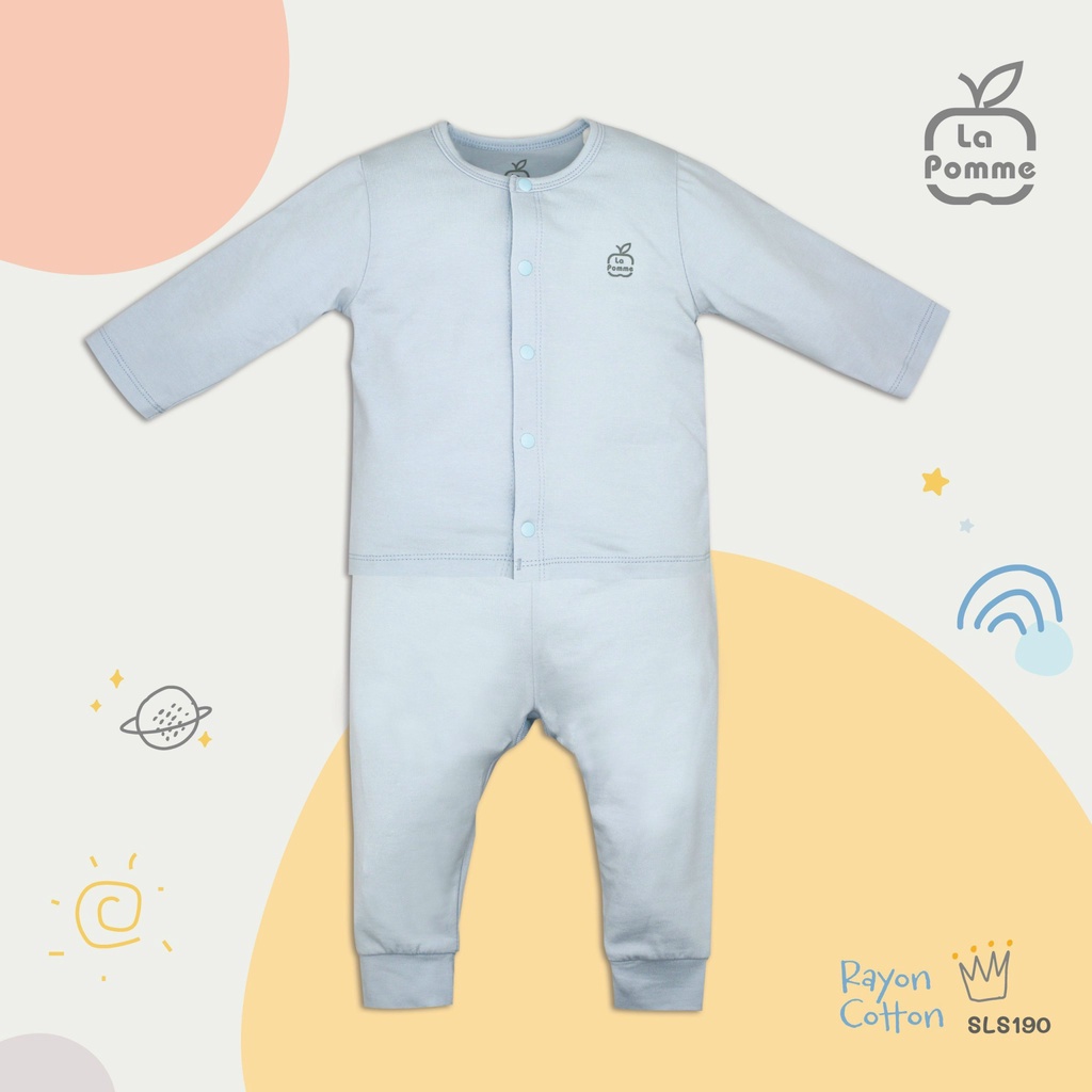 Set combo La Pomme Cotton cài chéo cài giữa body dài tay sơ sinh cao cấp mềm mịn cho bé trai bé gái SLS190 SLD191 JL050