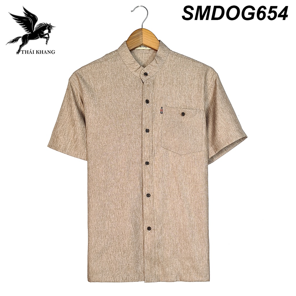 Áo sơ mi nam ngắn tay trung niên form rộng rãi phù hợp người lớn tuổi loại áo sơ mi ngắn tay vải đũi siêu mát OG55 | BigBuy360 - bigbuy360.vn
