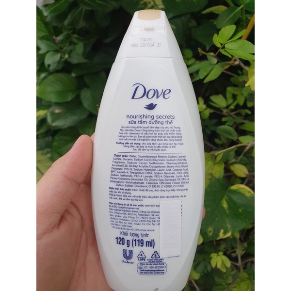 120G - Sữa tắm dưỡng thể Dove căng bóng DẦU TRÁI BƠ