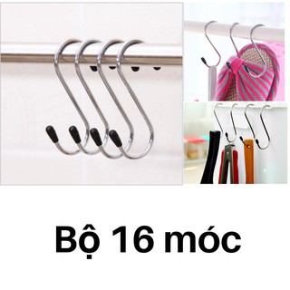 Bộ 16 móc treo chữ S tiện ích từ thép không gỉ cho nhà cửa gọn gàng