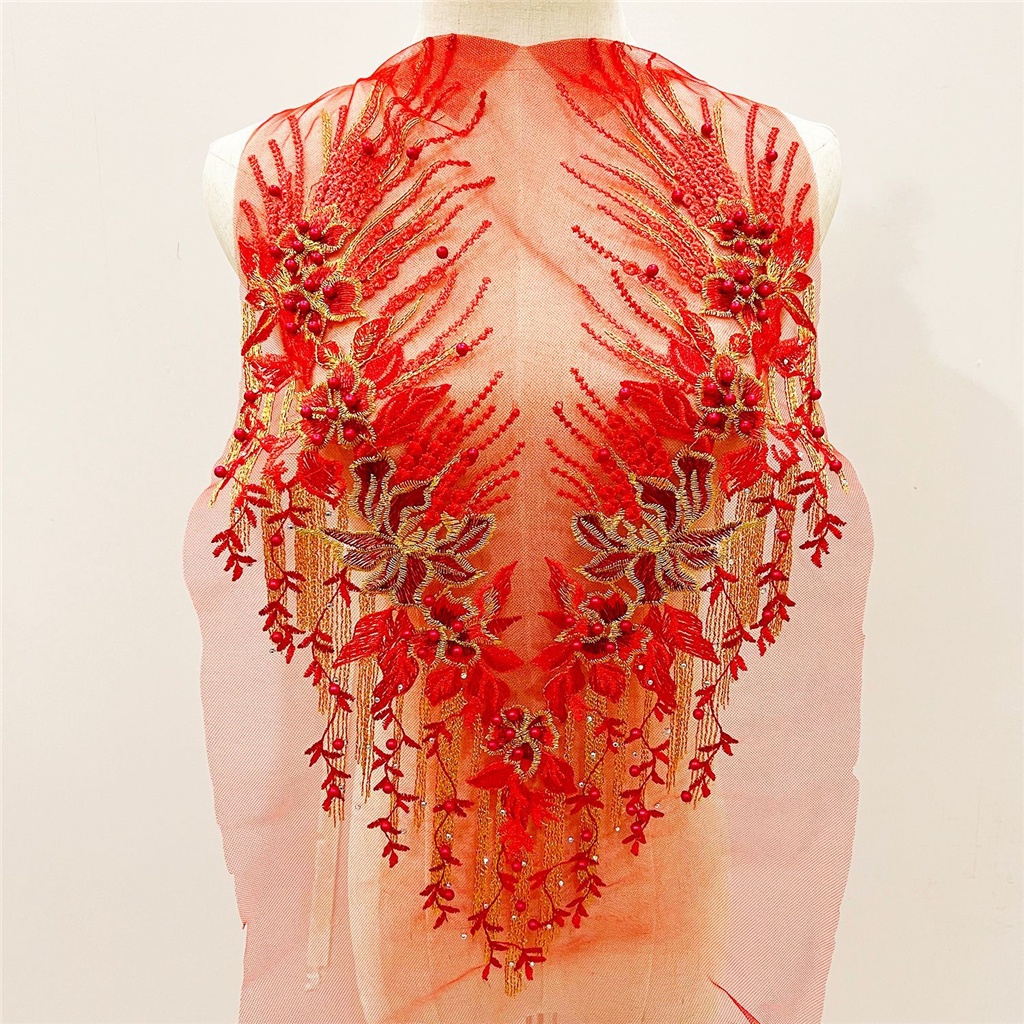 31 * 53CM 3D Hoa Quần áo Patches đính cườm thêu rhinestone xà cạp ren thêu đầm và phụ kiện may vá