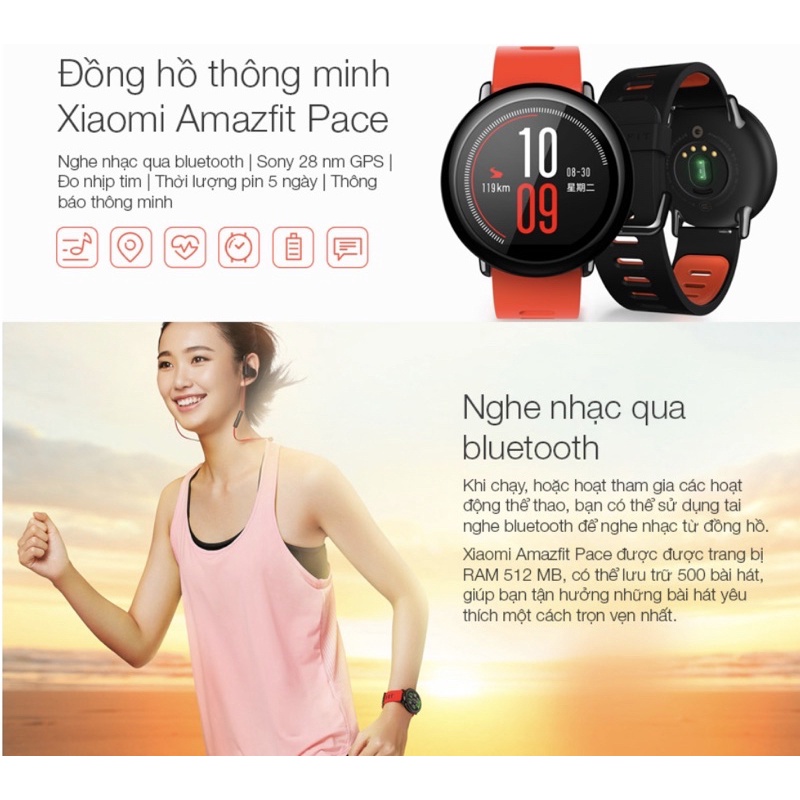 Đồng Hồ Thông Minh Xiaomi Amazfit Pace - Hàng Chính Hãng-New