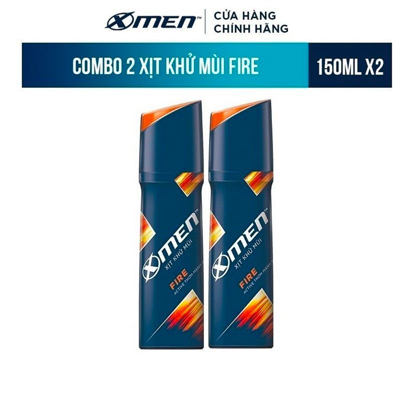 [Mã COSMEN giảm 8% đơn 250K] Combo 2 Xịt khử mùi X-men Fire 150ml