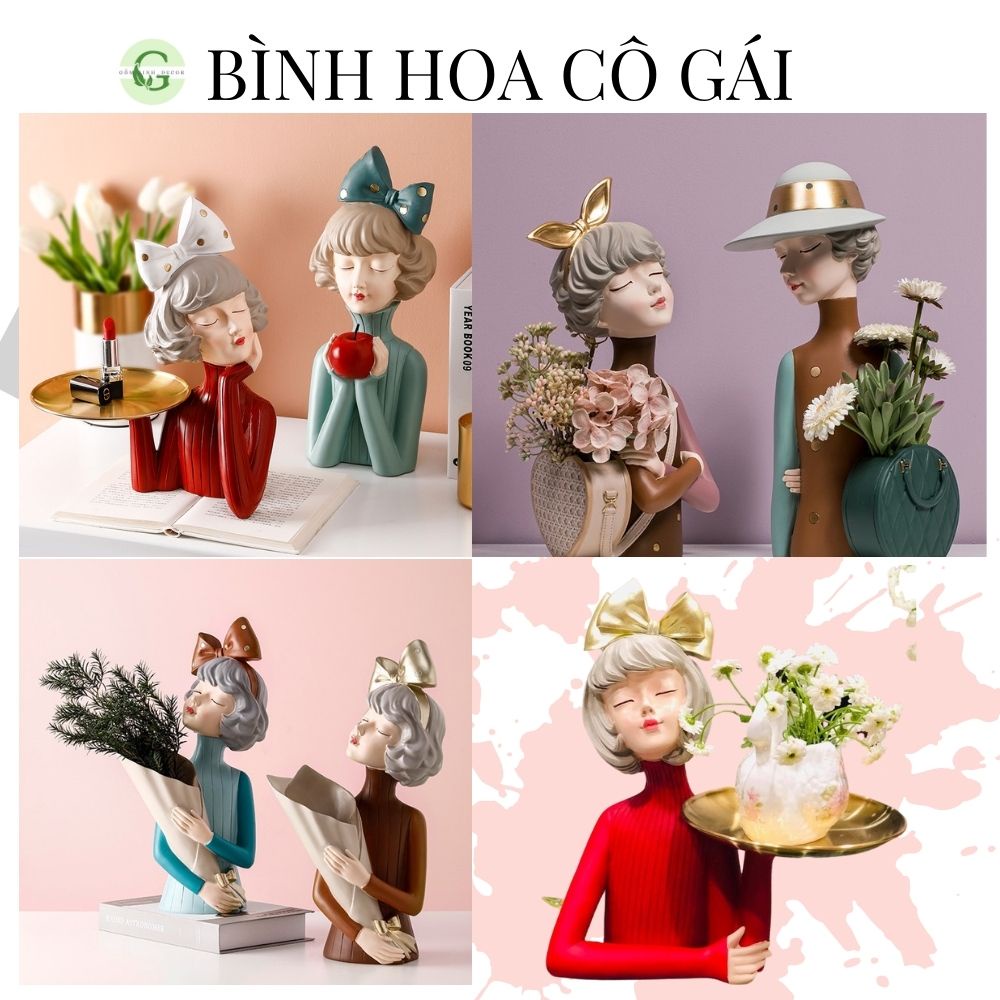 Bình Hoa Cô Gái Gốm Xinh Decor trang trí nhà cửa phong cách hiện đại