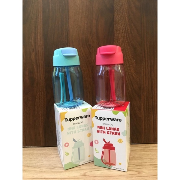 Bình nước tupperware có ống hút cho bé Mini Lohas 350ml