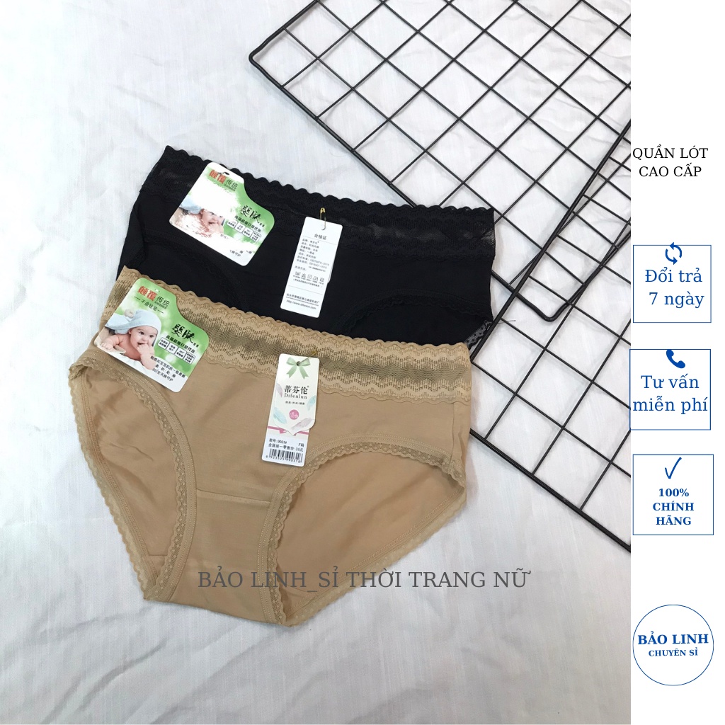 Quần Lót Nữ Cottong Lạnh Phối Ren Cạp Cao Gen Bụng,Quần Chíp Nữ Cao Cấp